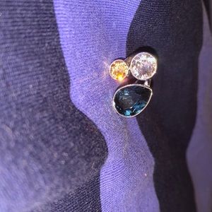 Gently used Blue white and gold jeweled ring size 9
